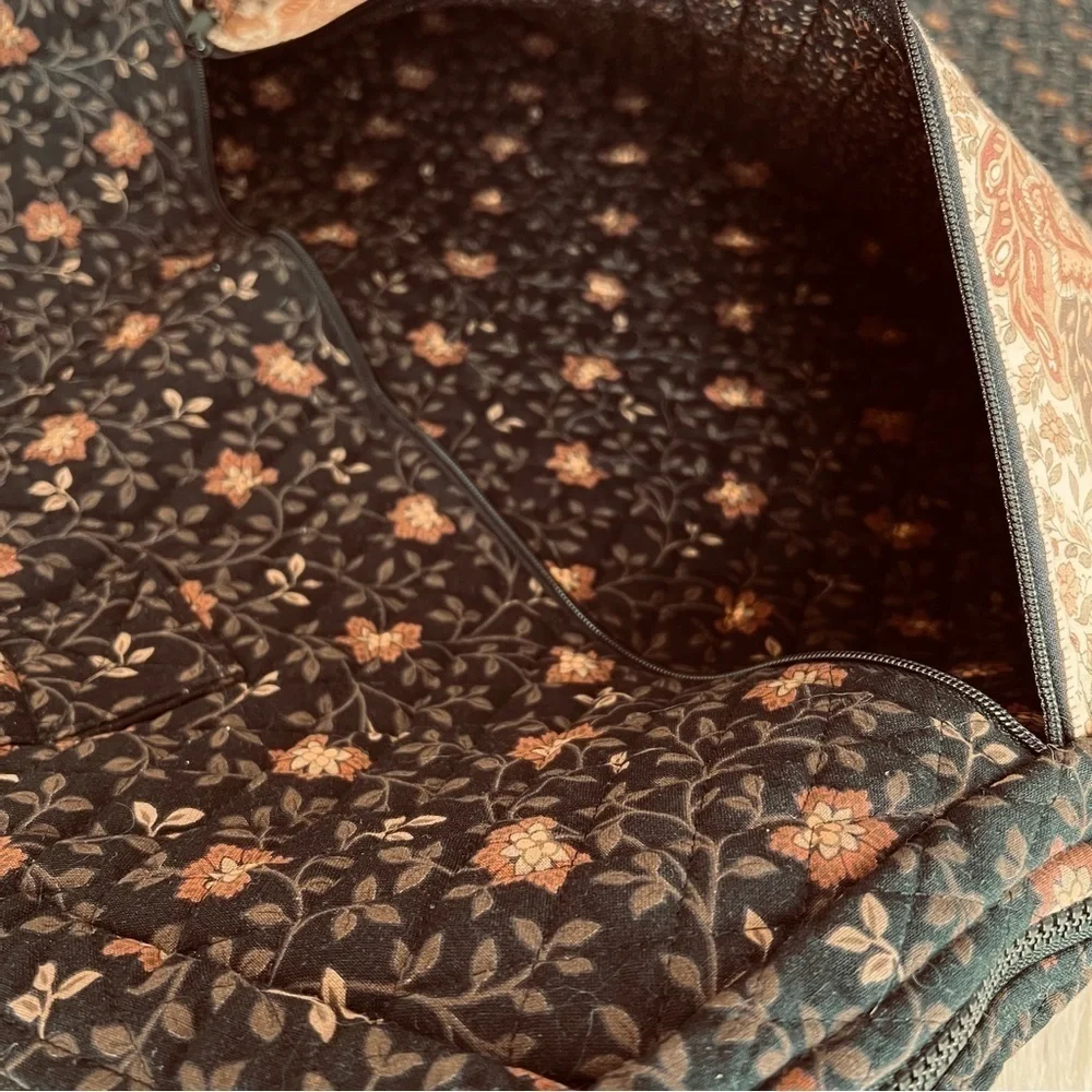 Vintage VERA BRADLEY Black Walnut Garment Bag Brown Orange Floral Leaves 1999